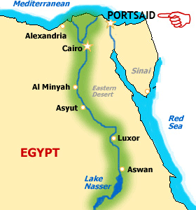 Karte mit Port Said, Ägypten
